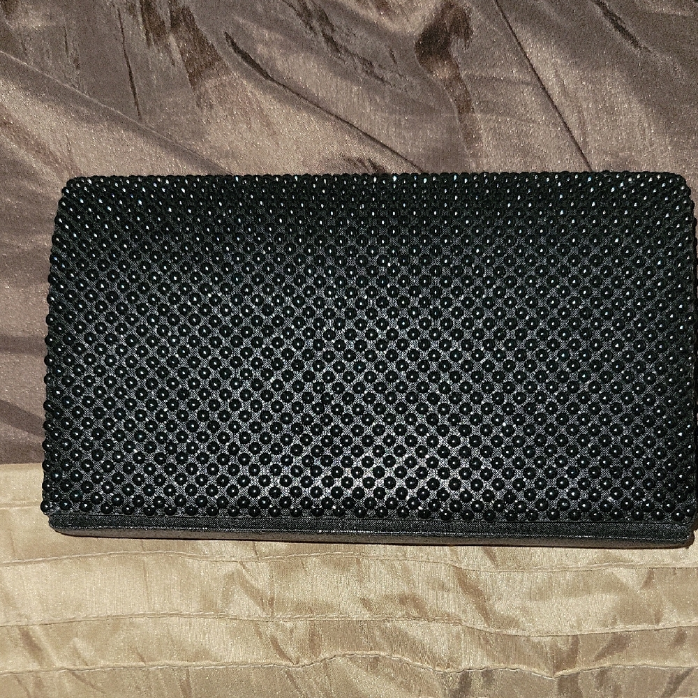 Elegant Black Crystal Evening Clutch